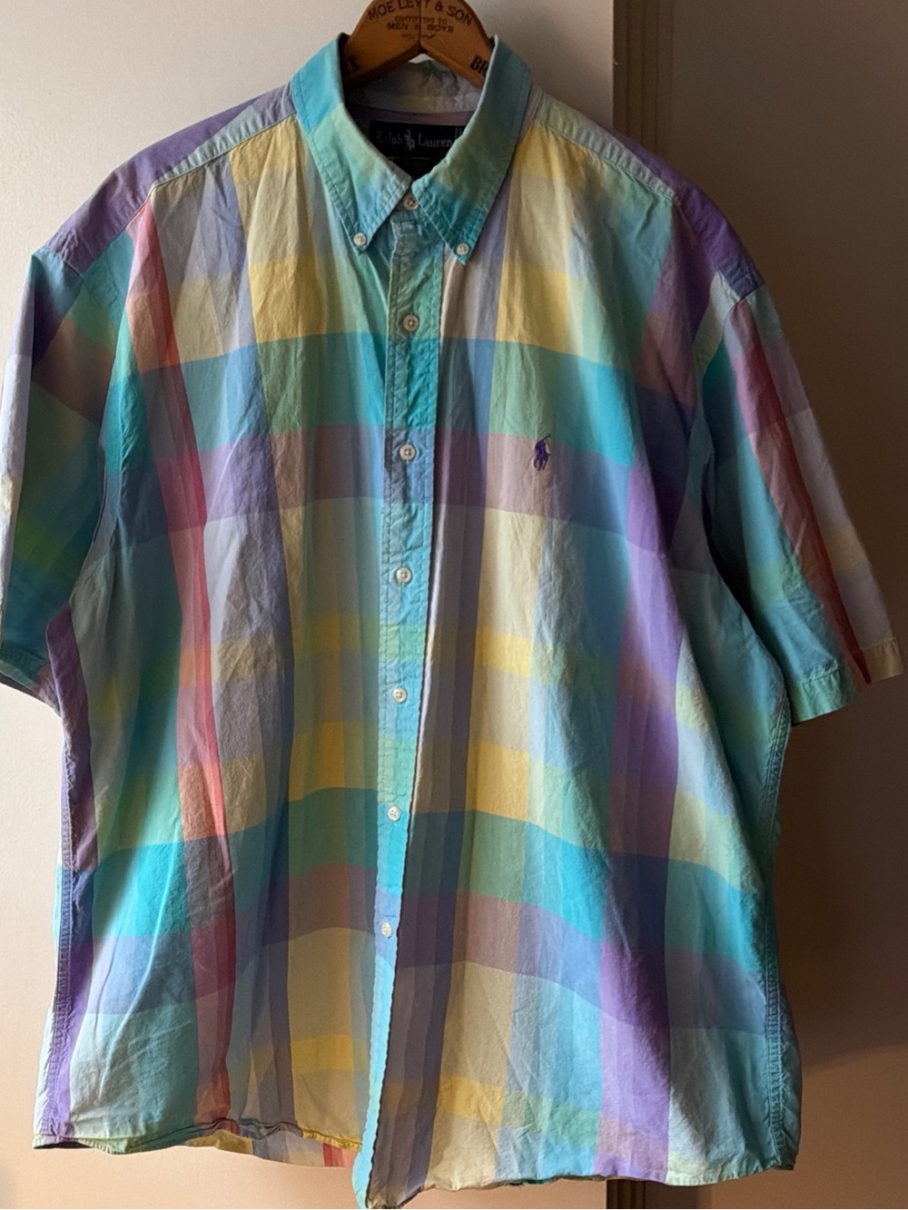 VTG Polo Ralph Lauren Blaire Button Down Short Sleeve Shirt Size XL 90s Plaid